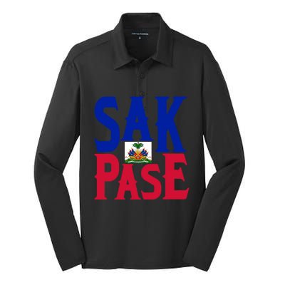 Sak Pase Funny Gift Cute Haitian Creole Pride Funny Gift Silk Touch Performance Long Sleeve Polo