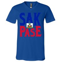 Sak Pase Funny Gift Cute Haitian Creole Pride Funny Gift V-Neck T-Shirt