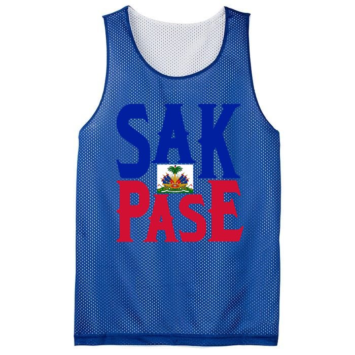 Sak Pase Funny Gift Cute Haitian Creole Pride Funny Gift Mesh Reversible Basketball Jersey Tank