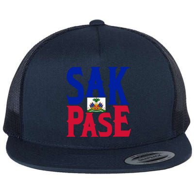 Sak Pase Funny Gift Cute Haitian Creole Pride Funny Gift Flat Bill Trucker Hat