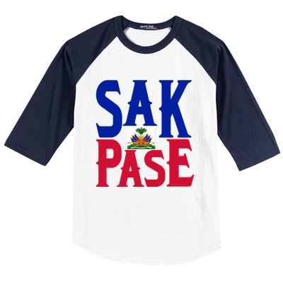 Sak Pase Funny Gift Cute Haitian Creole Pride Funny Gift Baseball Sleeve Shirt