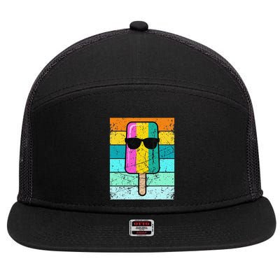 Summer Popsicle Funny Ice Cream Beach Pool Party 7 Panel Mesh Trucker Snapback Hat