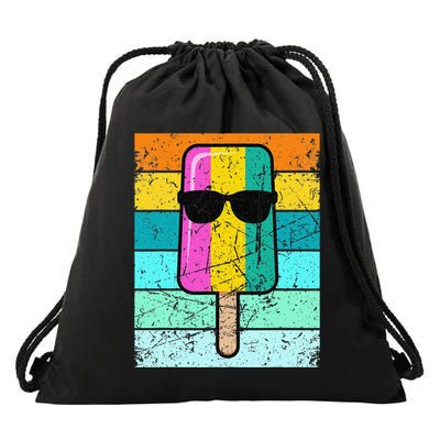 Summer Popsicle Funny Ice Cream Beach Pool Party Drawstring Bag