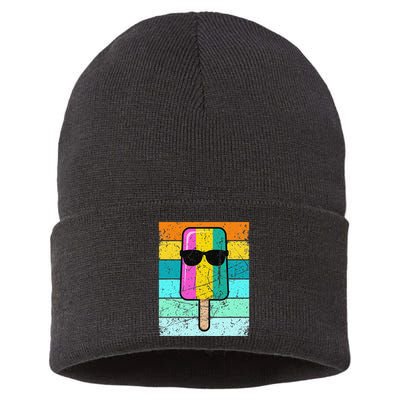 Summer Popsicle Funny Ice Cream Beach Pool Party Sustainable Knit Beanie