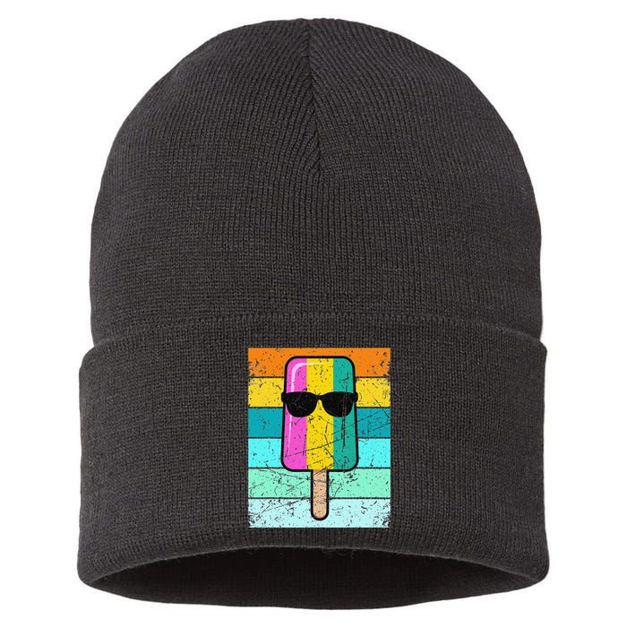 Summer Popsicle Funny Ice Cream Beach Pool Party Sustainable Knit Beanie
