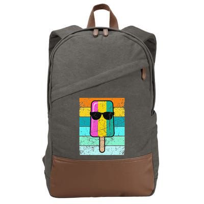 Summer Popsicle Funny Ice Cream Beach Pool Party Cotton Canvas Backpack