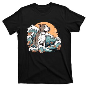 Summer Pitbull Funny Pitbull Mom Dog Mama Beach Vibes Dog Wave Summer T-Shirt