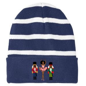 Sugar Plum Fairy Black Nutcracker Christmas African American Striped Beanie with Solid Band