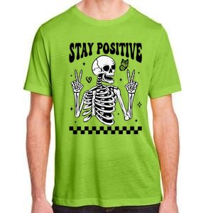 Stay Positive Funny Halloween Skeleton Peace Spooky Season Funny Gift Adult ChromaSoft Performance T-Shirt