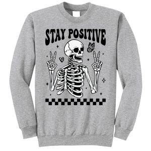 Stay Positive Funny Halloween Skeleton Peace Spooky Season Funny Gift Sweatshirt