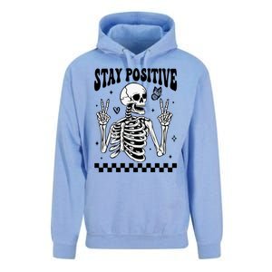 Stay Positive Funny Halloween Skeleton Peace Spooky Season Funny Gift Unisex Surf Hoodie