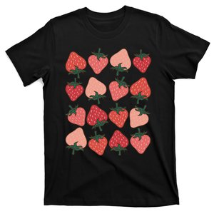 Strawberry Pattern Fruitarian Berry Strawberries Fruit Lover T-Shirt