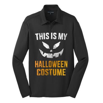 Scary Pumpkin Face Halloween Costume Silk Touch Performance Long Sleeve Polo