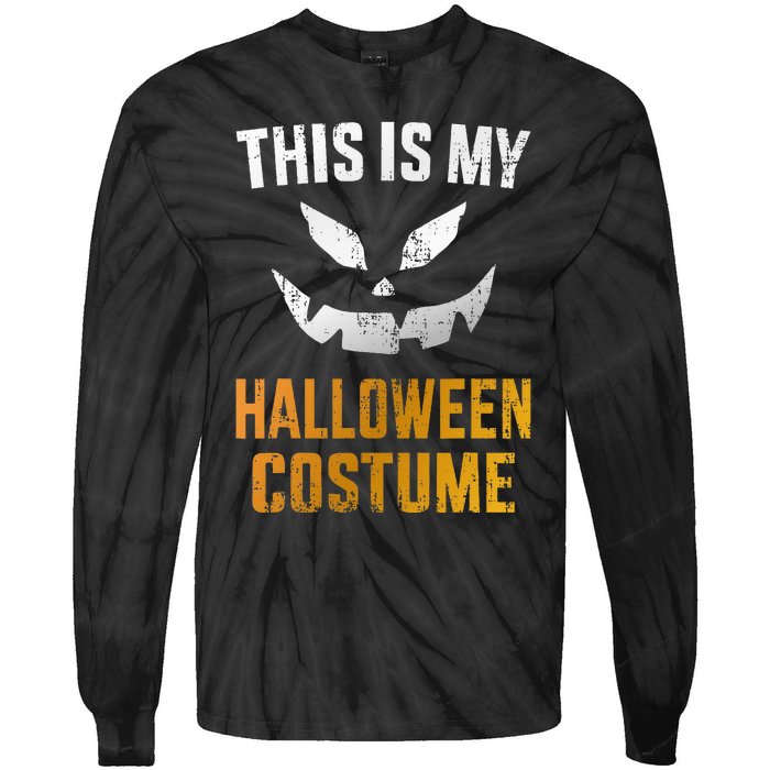 Scary Pumpkin Face Halloween Costume Tie-Dye Long Sleeve Shirt