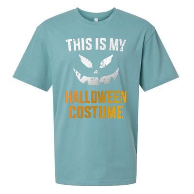 Scary Pumpkin Face Halloween Costume Sueded Cloud Jersey T-Shirt