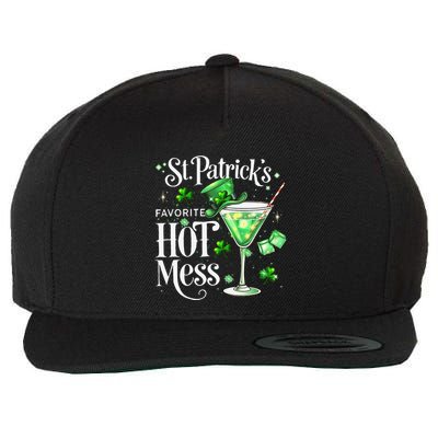 St Patrick’S Favorite Hot Mess Funny Drinking Martini Lucky Wool Snapback Cap