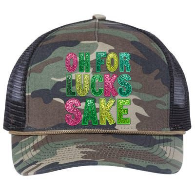 St. PatrickS Funny Oh For Lucks Sake Clover Printed Retro Rope Trucker Hat Cap