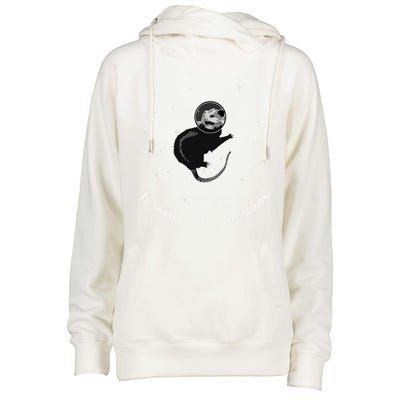 Space Possum Funny Introvert Anxiety Outer Space Womens Funnel Neck Pullover Hood
