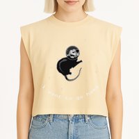 Space Possum Funny Introvert Anxiety Outer Space Garment-Dyed Women's Muscle Tee