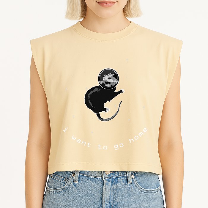 Space Possum Funny Introvert Anxiety Outer Space Garment-Dyed Women's Muscle Tee
