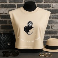 Space Possum Funny Introvert Anxiety Outer Space Garment-Dyed Women's Muscle Tee