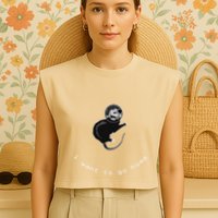Space Possum Funny Introvert Anxiety Outer Space Garment-Dyed Women's Muscle Tee