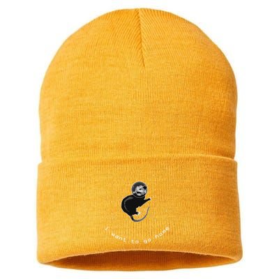Space Possum Funny Introvert Anxiety Outer Space Sustainable Knit Beanie