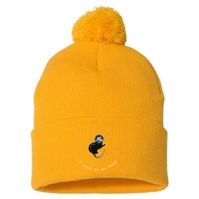 Space Possum Funny Introvert Anxiety Outer Space Pom Pom 12in Knit Beanie