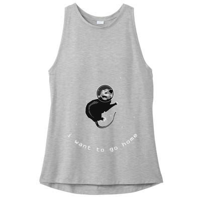 Space Possum Funny Introvert Anxiety Outer Space Ladies PosiCharge Tri-Blend Wicking Tank
