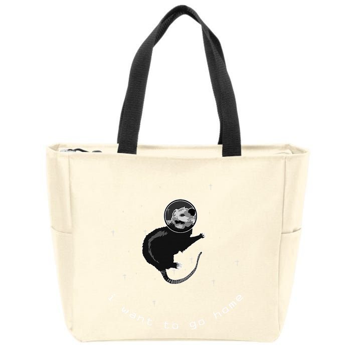 Space Possum Funny Introvert Anxiety Outer Space Zip Tote Bag