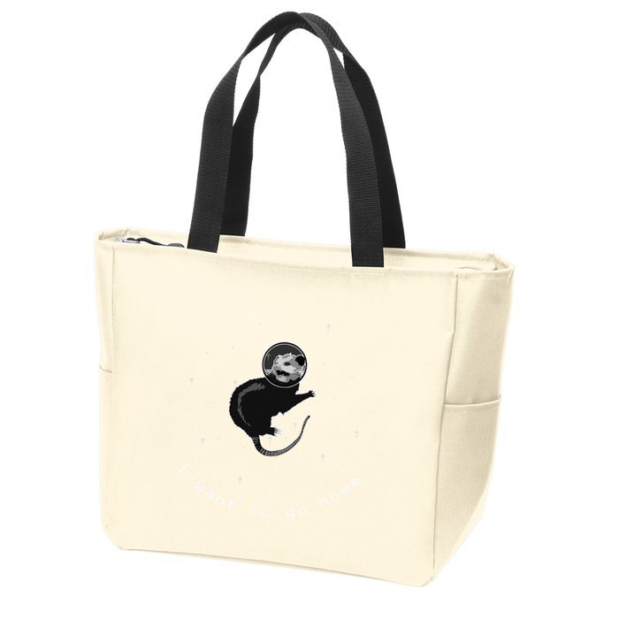 Space Possum Funny Introvert Anxiety Outer Space Zip Tote Bag