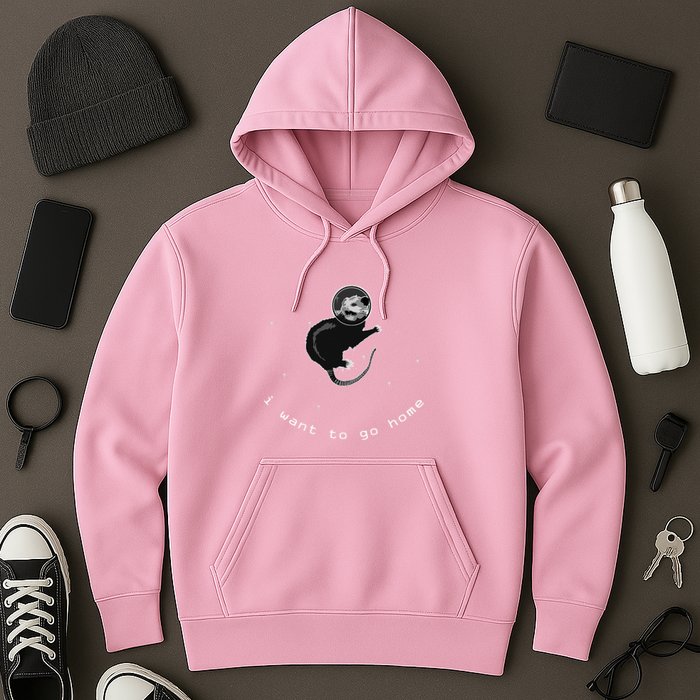 Space Possum Funny Introvert Anxiety Outer Space Hoodie