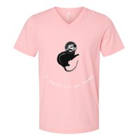 Space Possum Funny Introvert Anxiety Outer Space V-Neck T-Shirt