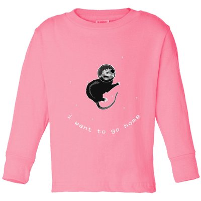 Space Possum Funny Introvert Anxiety Outer Space Toddler Long Sleeve Shirt