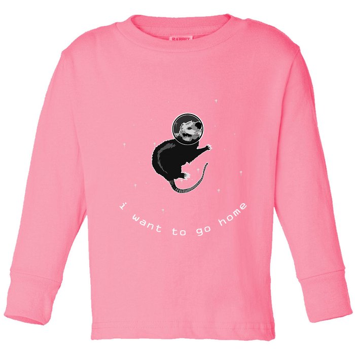 Space Possum Funny Introvert Anxiety Outer Space Toddler Long Sleeve Shirt