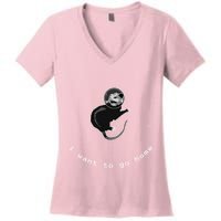 Space Possum Funny Introvert Anxiety Outer Space Women's V-Neck T-Shirt