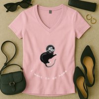Space Possum Funny Introvert Anxiety Outer Space Women's V-Neck T-Shirt