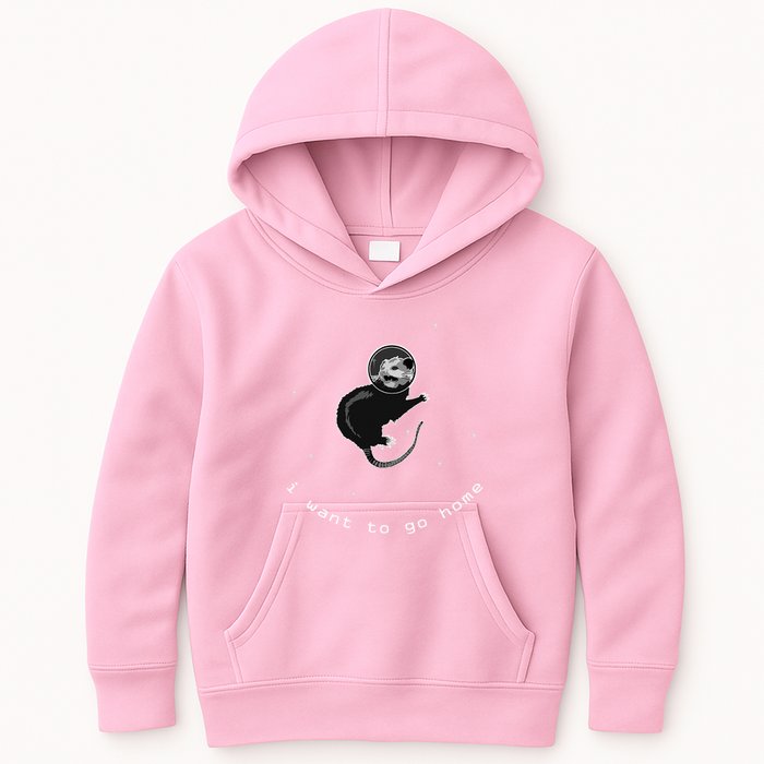 Space Possum Funny Introvert Anxiety Outer Space Kids Hoodie
