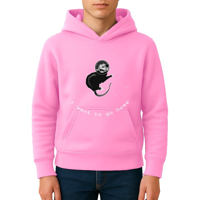 Space Possum Funny Introvert Anxiety Outer Space Kids Hoodie