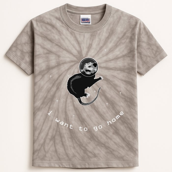 Space Possum Funny Introvert Anxiety Outer Space Kids Tie-Dye T-Shirt
