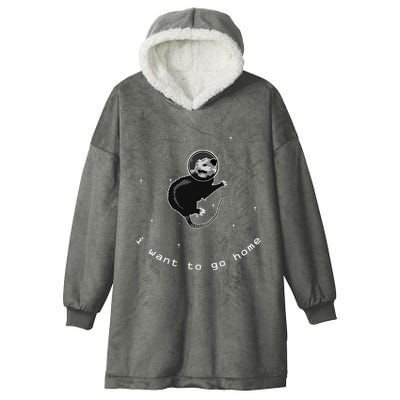 Space Possum Funny Introvert Anxiety Outer Space Hooded Wearable Blanket