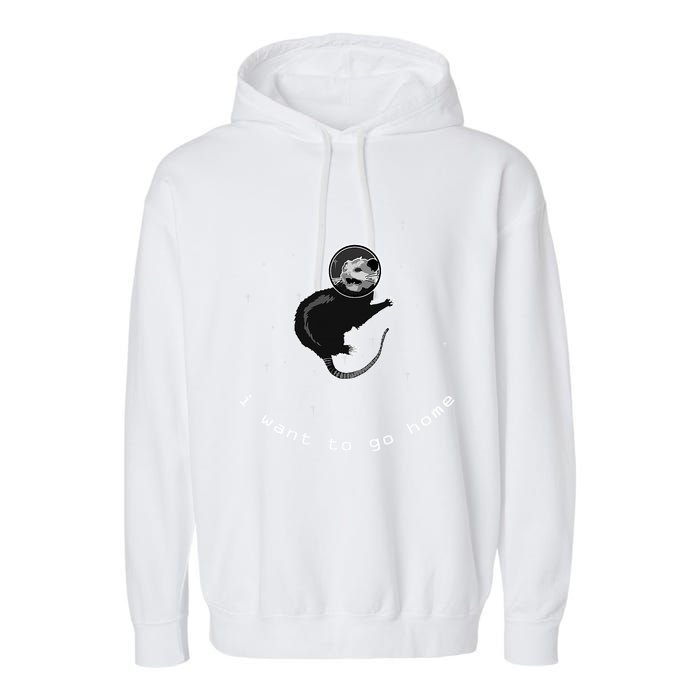 Space Possum Funny Introvert Anxiety Outer Space Garment-Dyed Fleece Hoodie