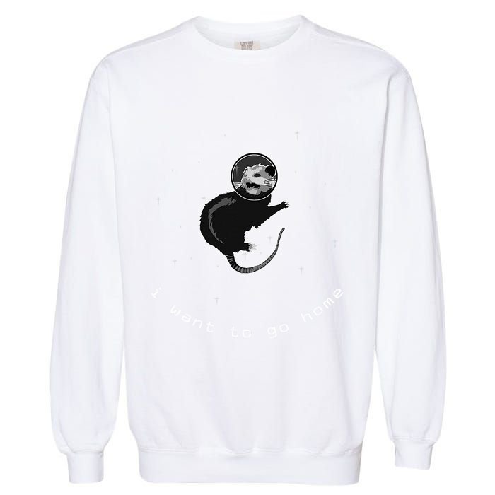 Space Possum Funny Introvert Anxiety Outer Space Garment-Dyed Sweatshirt
