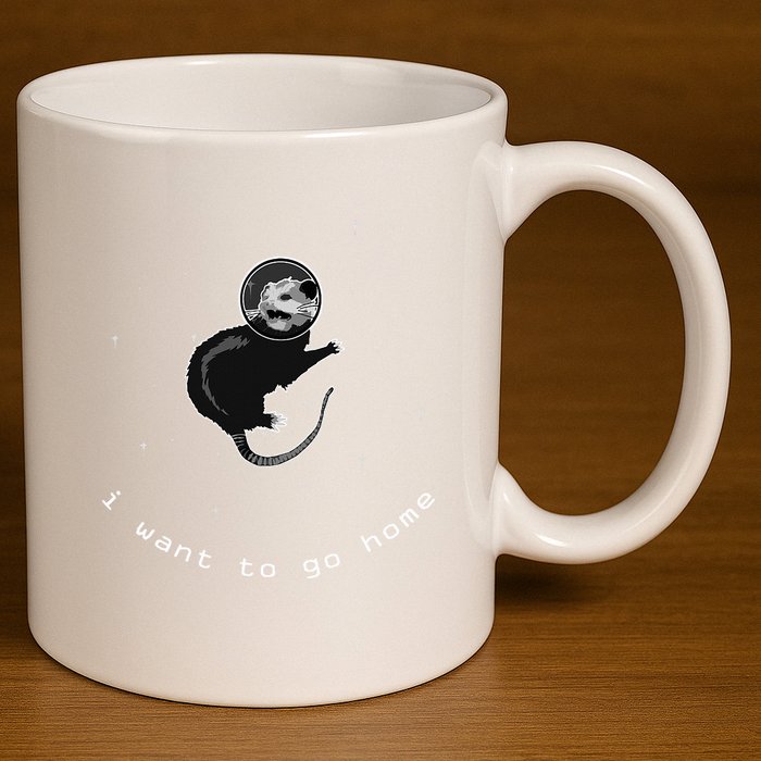 Space Possum Funny Introvert Anxiety Outer Space 11oz C Handle Ceramic Mug