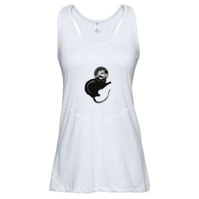 Space Possum Funny Introvert Anxiety Outer Space Ladies Essential Flowy Tank