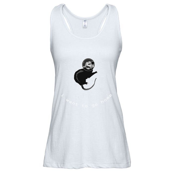 Space Possum Funny Introvert Anxiety Outer Space Ladies Essential Flowy Tank