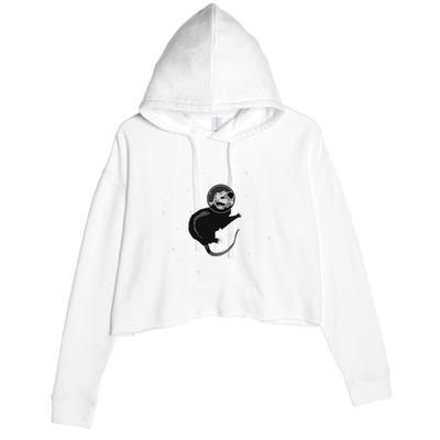Space Possum Funny Introvert Anxiety Outer Space Crop Fleece Hoodie
