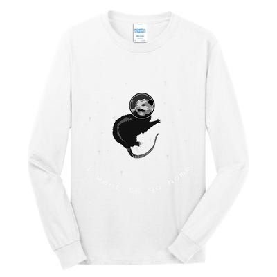 Space Possum Funny Introvert Anxiety Outer Space Tall Long Sleeve T-Shirt
