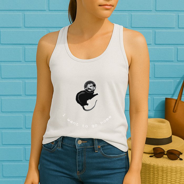 Space Possum Funny Introvert Anxiety Outer Space Womens Tank Top