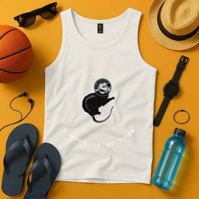 Space Possum Funny Introvert Anxiety Outer Space Tank Top